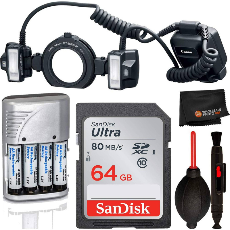 Canon MT-26EX-RT Macro Twin Lite (2398C002) Bundle with 64GB SanDisk SDXC Card (International Model)