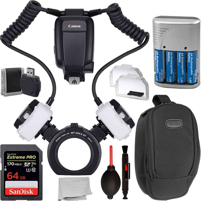 Canon MT-26EX-RT Macro Twin Lite 2398C002 Bundle with 64GB SanDisk Extreme Card (International Model)