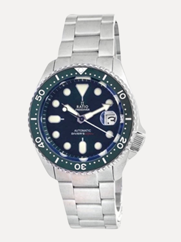 Ratio FreeDiver Green Dial Sapphire Crystal Stainless Steel Automatic RTB205 200M Men's Watch