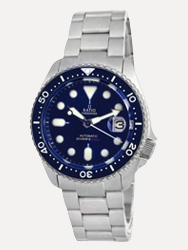 Ratio FreeDiver Blue Dial Sapphire Crystal Stainless Steel Automatic RTB202 200M Men's Watch