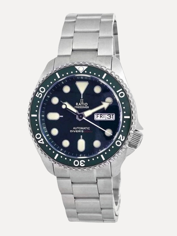 Ratio FreeDiver Green Dial Sapphire Crystal Stainless Steel Automatic RTA105 200M Men's Watch
