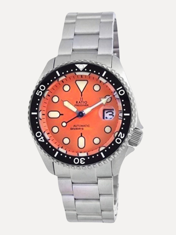 Ratio FreeDiver Orange Dial Sapphire Crystal Stainless Steel Automatic RTB214 200M Men's Watch