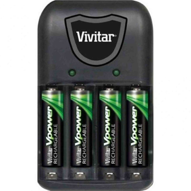 Vivitar Vpower Compact Battery Charger with 4 AAA NiMH Batteries