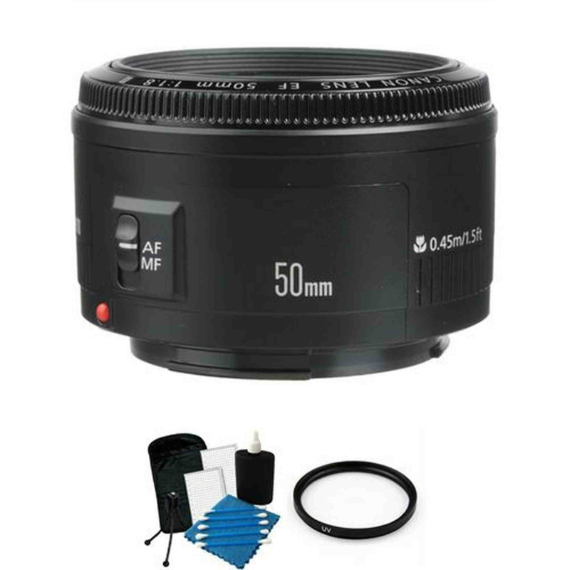 Canon EF 50mm f/1.8 II Autofocus Lens + UV Cleaning Kit (International Model)
