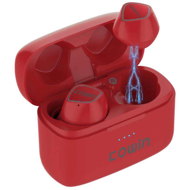 COWIN KY02 Wireless Earbuds Bluetooth Headphones with Microphone, Red