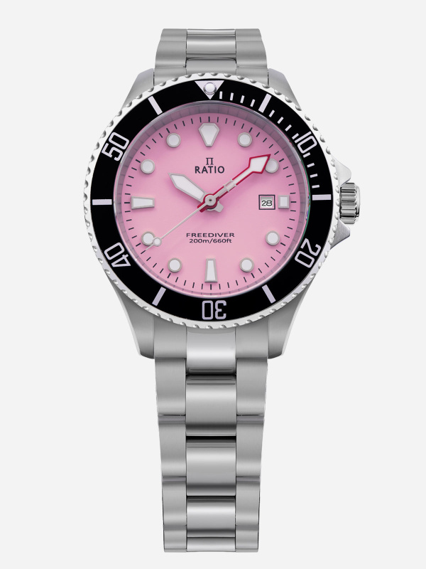 Ratio FreeDiver RTFL809 Pink Dial Quartz 200M Women's Watch