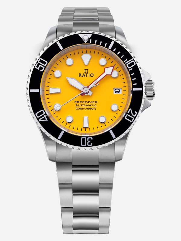 Ratio FreeDiver Sapphire Stainless Steel Yellow Dial Automatic RTF044 200M Men's Watch