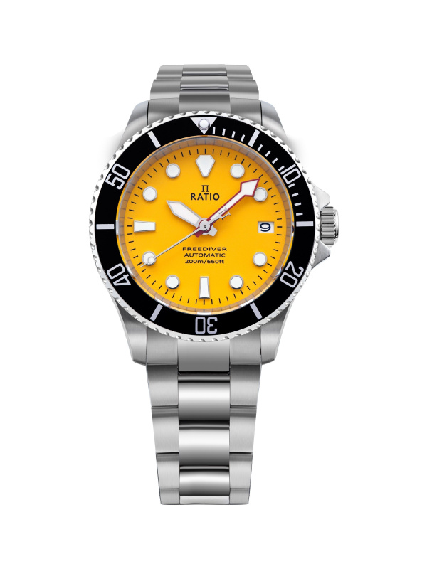 Ratio FreeDiver Sapphire Stainless Steel Yellow Dial Automatic RTF044 200M Men's Watch