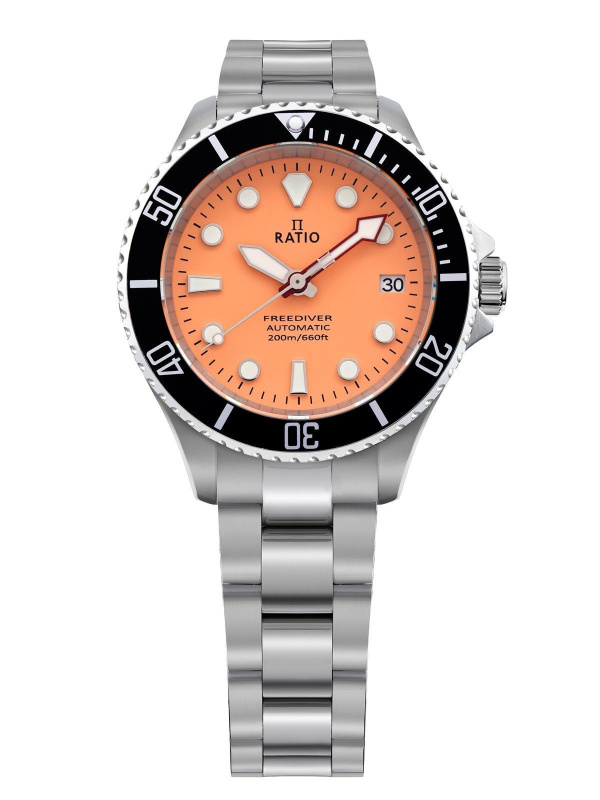 Ratio FreeDiver Sapphire Stainless Steel Salmon Dial Automatic RTF046 200M Men's Watch