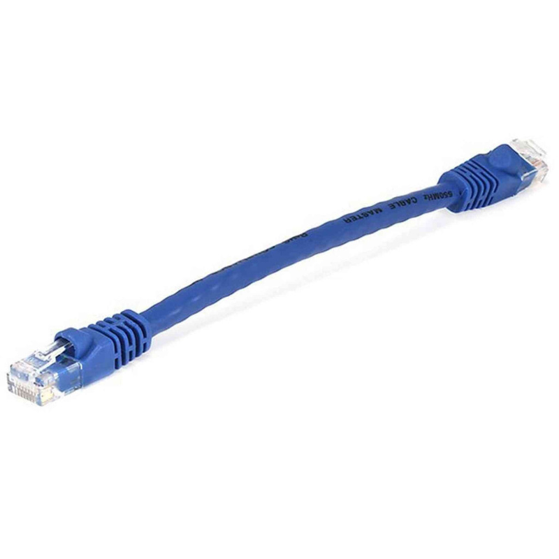 Monoprice Flexboot Cat5e Ethernet Patch Cable - Network Internet Cord - RJ45, Stranded, 350Mhz, UTP, Pure Bare Copper Wire, 24AWG, 0.5ft, Blue