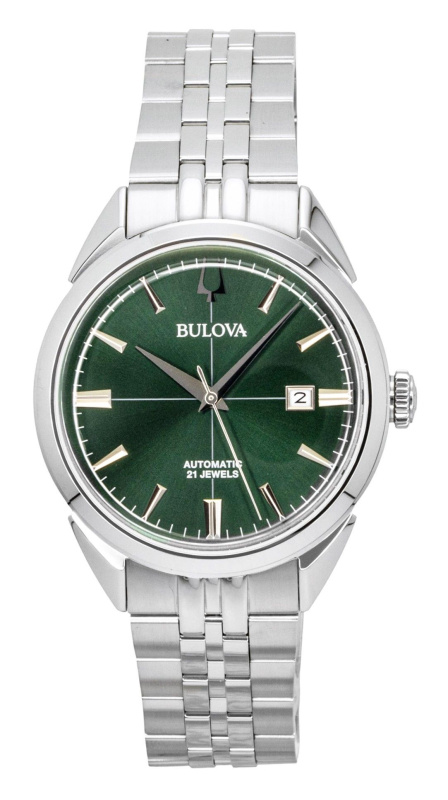 Bulova Sutton Stainless Steel Green Dial Automatic 96B424 Men's Watch