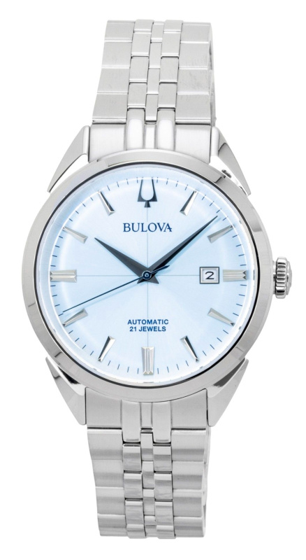 Bulova Sutton Stainless Steel Ice Blue Dial Automatic 96B423 Men's Watch