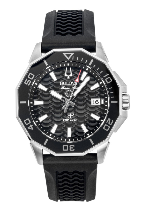 Bulova Marine Star Precisionist Silicone Strap Black Dial Quartz Diver's 96B432 200M Men's Watch