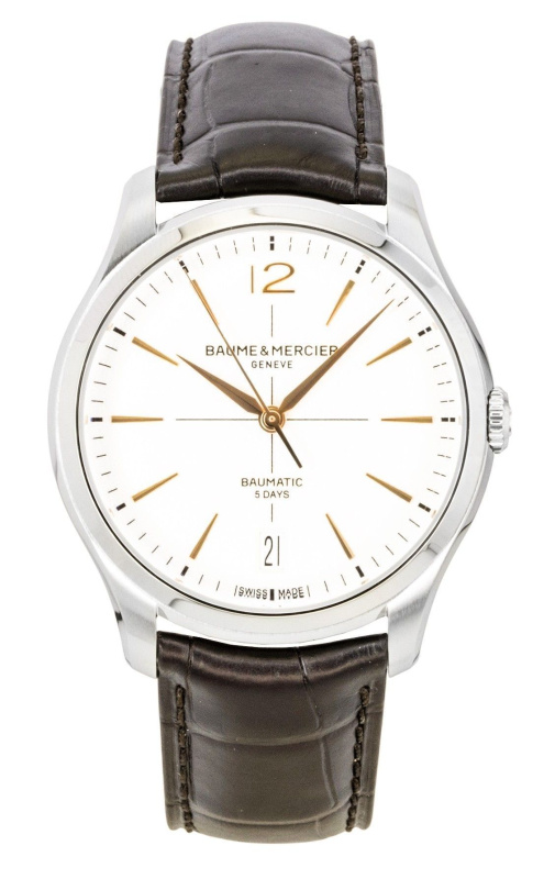 Baume & Mercier Clifton Leather Strap Off White Dial Automatic M0A10773 Men's Watch
