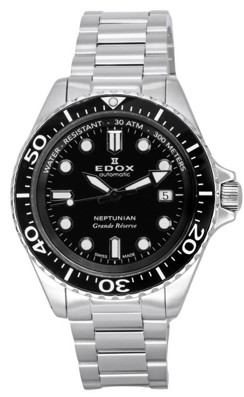 Edox Neptunian Grande Reserve Date Black Dial Automatic Diver's 80801 3NM NIN 300M Men's Watch