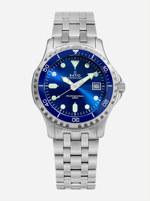 Ratio FreeDiver Professional Sapphire Blue Sunray Dial Quartz RTF007 200M Men's Watch