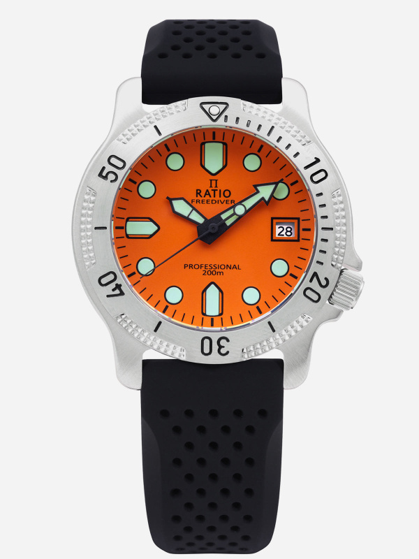 Ratio FreeDiver Professional Sapphire Orange Dial Quartz RTF025 200M Men's Watch