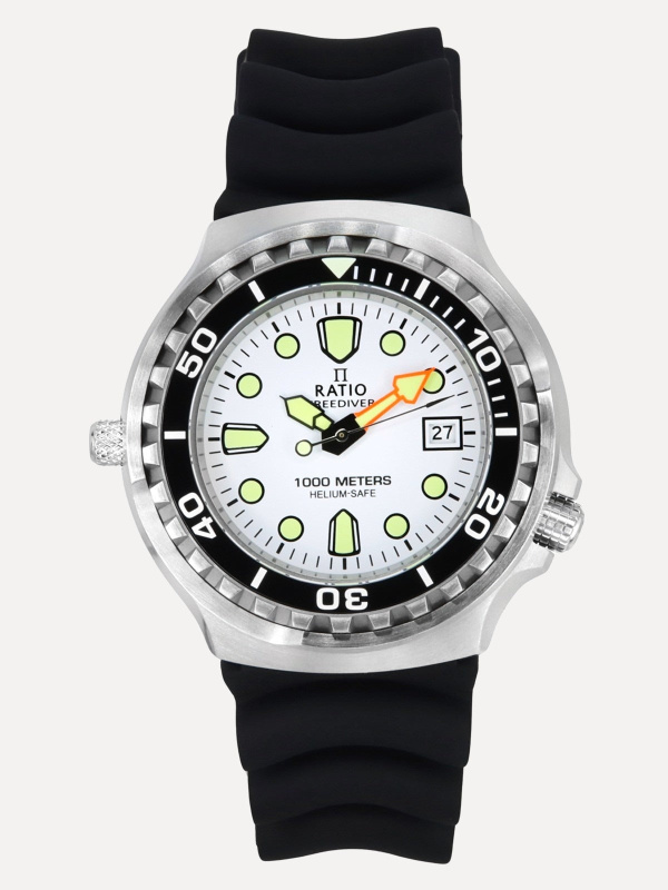 Ratio FreeDiver Version 02 Helium Safe 1000M Sapphire Quartz White Dial 1038EF102V-WHT-V02 Men's Watch