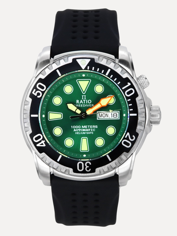 Ratio FreeDiver Version 02 Helium Safe 1000M Sapphire Automatic Green Dial 1068HA90-34VA-GRN-V02 Men's Watch