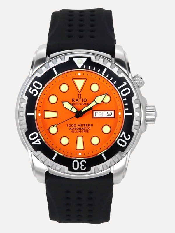Ratio FreeDiver Version 02 Helium Safe 1000M Sapphire Automatic Orange Dial 1068HA90-34VA-ORG-V02 Men's Watch
