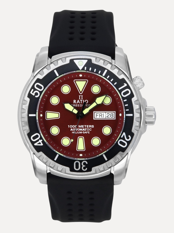 Ratio FreeDiver Version 02 Helium Safe 1000M Sapphire Automatic Red Dial 1068HA90-34VA-RED-V02 Men's Watch