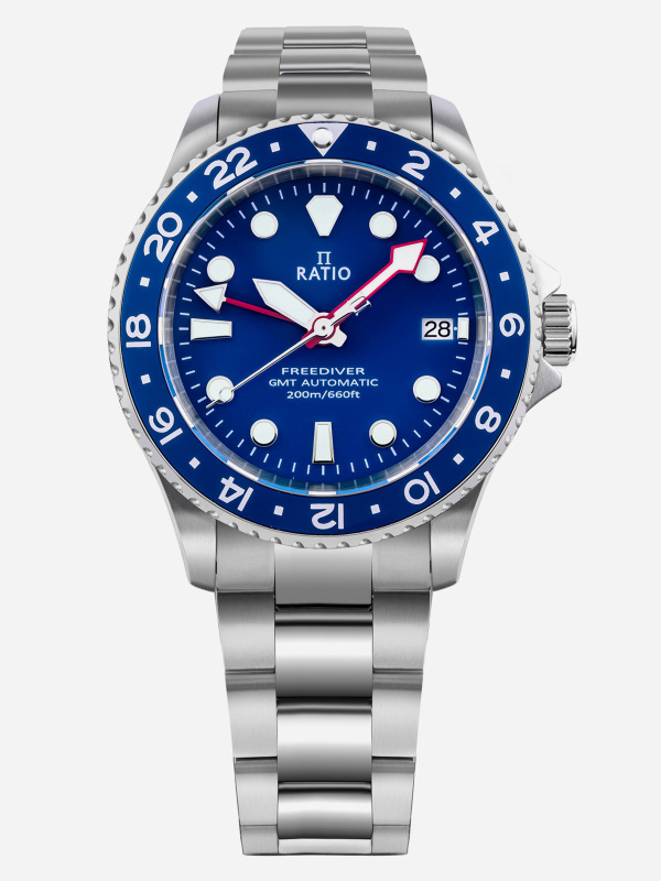 Ratio FreeDiver GMT Series Blue Dial Automatic RTF053 200M Men's Watch