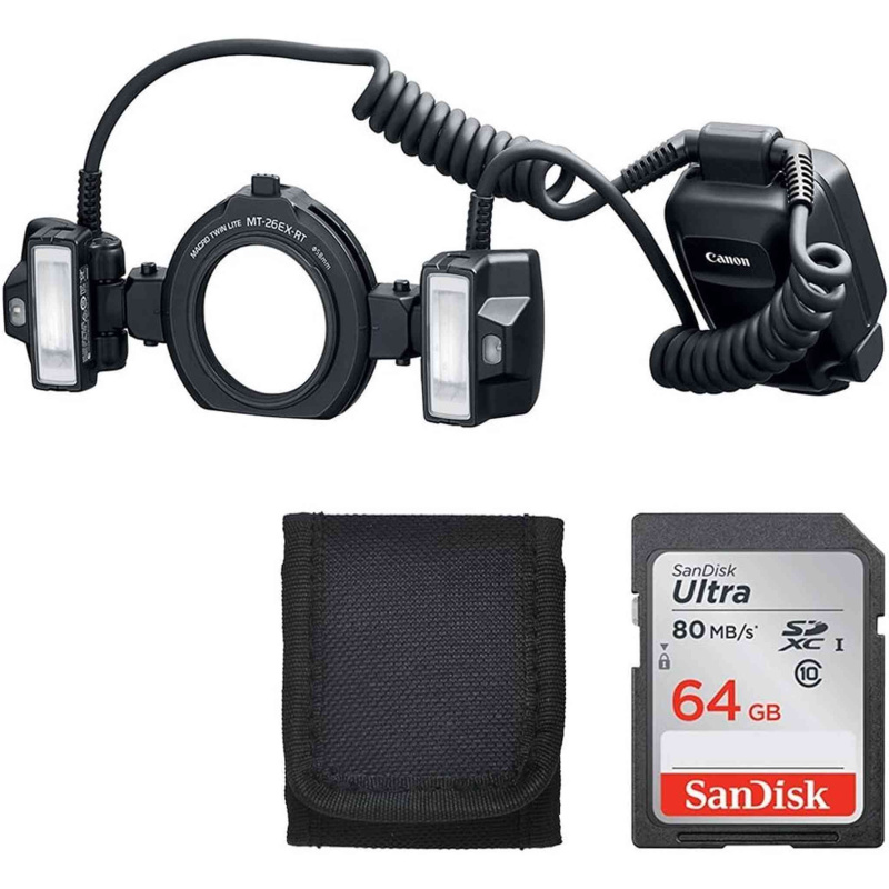 Canon MT-26EX-RT Macro Twin Lite (2398C002) Value Bundle with 64GB Memory Card (International Model)
