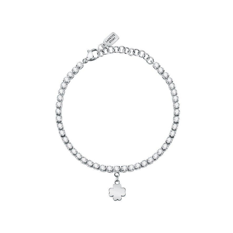 La Petite Story Steel Four Leaf Bracelet With Clear Crystal LPS05ARR70 For Women