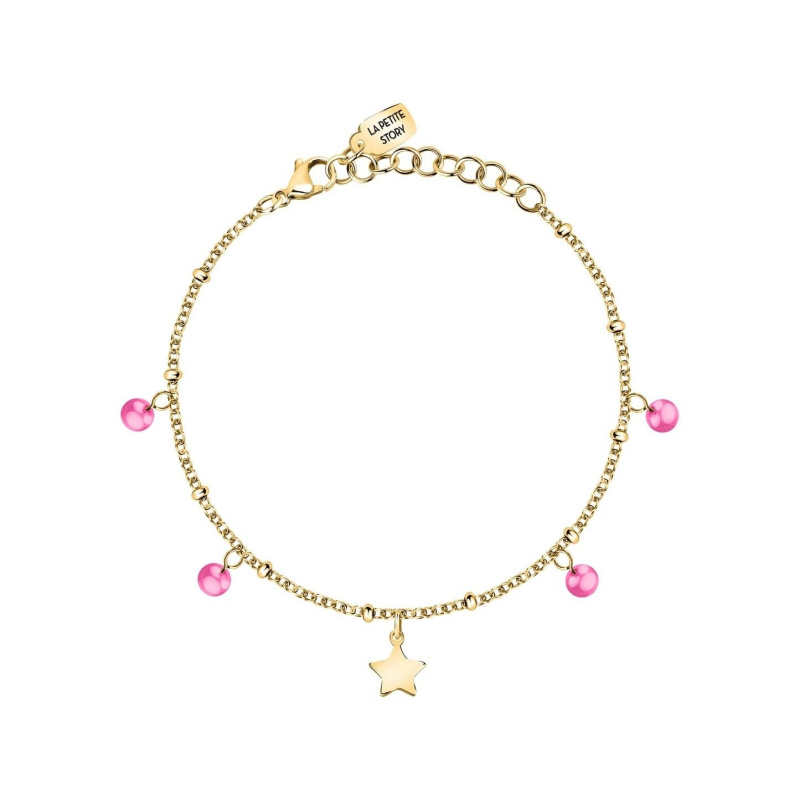 La Petite Story Gold Tone Steel Bracelet With Pink Zircon LPS05ARR84 For Women