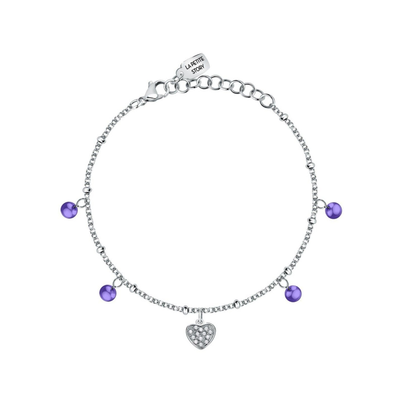 La Petite Story Steel Love Bracelet With Clear And Tanzanite Crystal LPS05ASD42 For Women