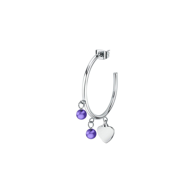 La Petite Story Single Steel Heart Earrings With Tanzanite Beads LPS02AQM45 For Women