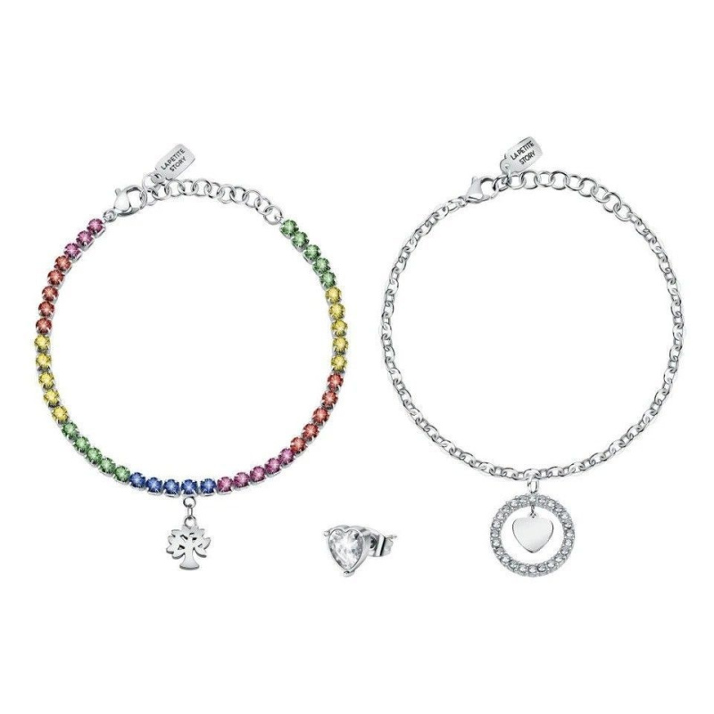 La Petite Story Steel Necklace And Earrings Special Set With Multicolor Crystal LPS20ASD03 For Women
