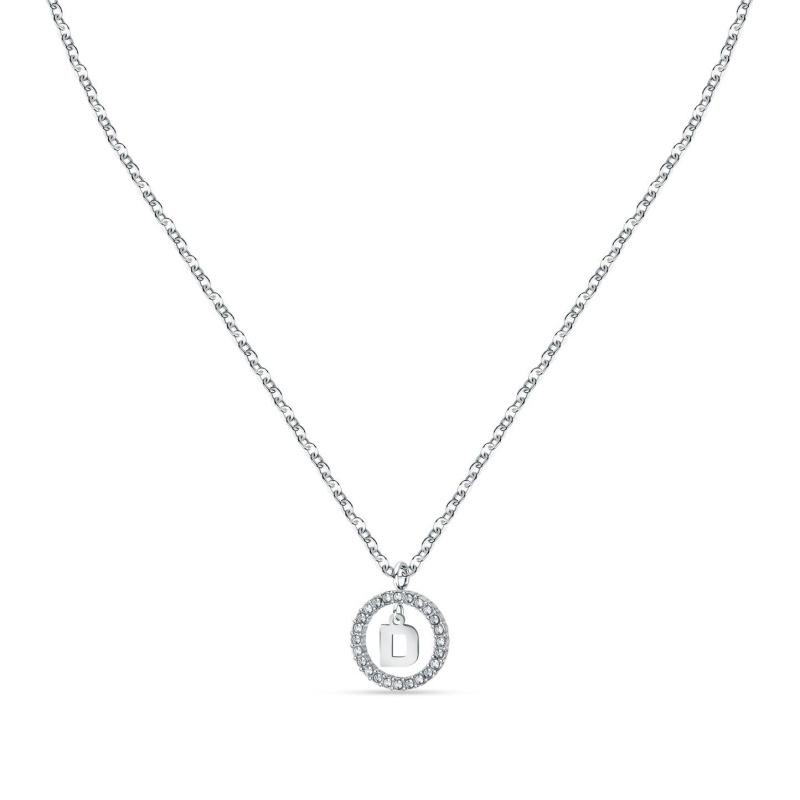 La Petite Story Letter D Steel Necklace With Clear Crystal LPS10ASF12 For Women