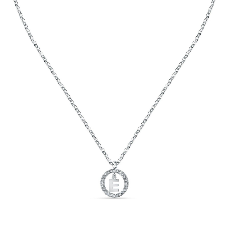 La Petite Story Letter E Steel Necklace With Clear Crystal LPS10ASF13 For Women