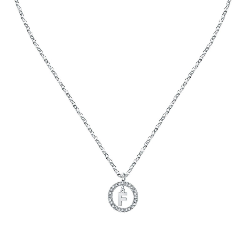 La Petite Story Letter F Steel Necklace With Clear Crystal LPS10ASF14 For Women