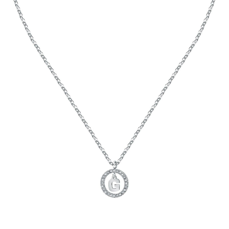 La Petite Story Letter G Steel Necklace With Clear Crystal LPS10ASF15 For Women