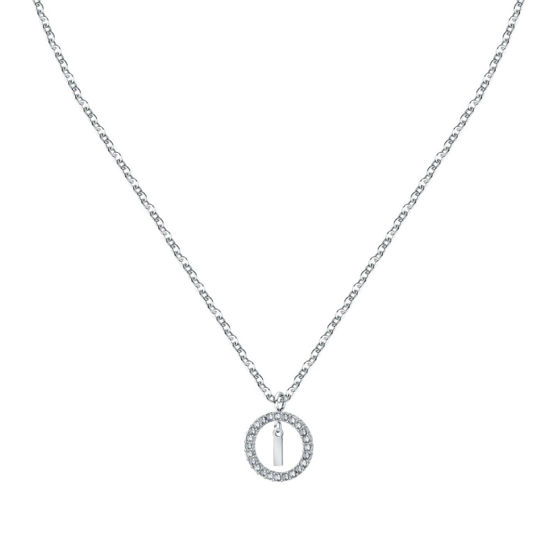 La Petite Story Letter I Steel Necklace With Clear Crystal LPS10ASF16 For Women