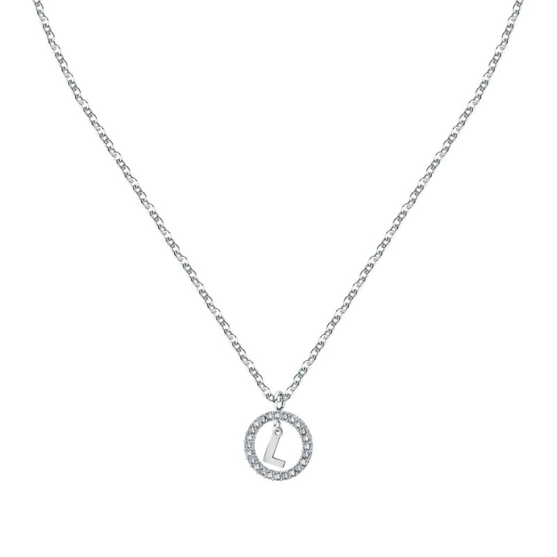 La Petite Story Letter L Steel Necklace With Clear Crystal LPS10ASF17 For Women