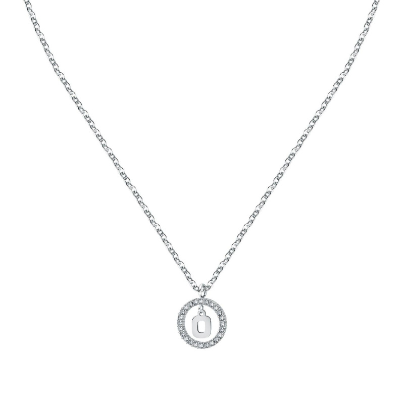 La Petite Story Letter O Steel Necklace With Clear Crystal LPS10ASF20 For Women