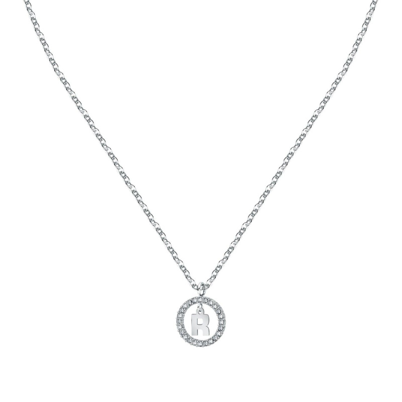 La Petite Story Letter R Steel Necklace With Clear Crystal LPS10ASF22 For Women