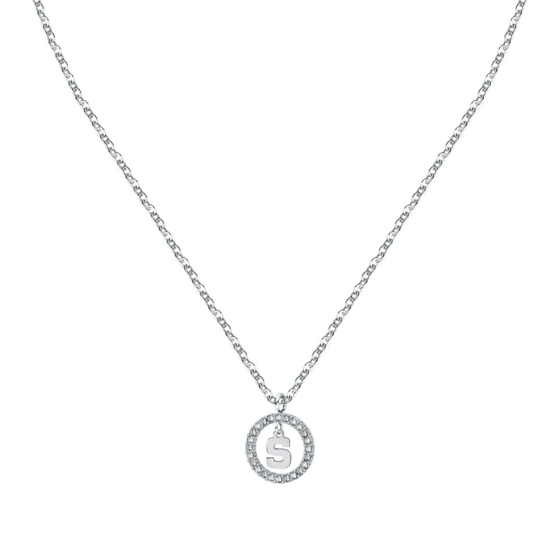 La Petite Story Letter S Steel Necklace With Clear Crystal LPS10ASF23 For Women