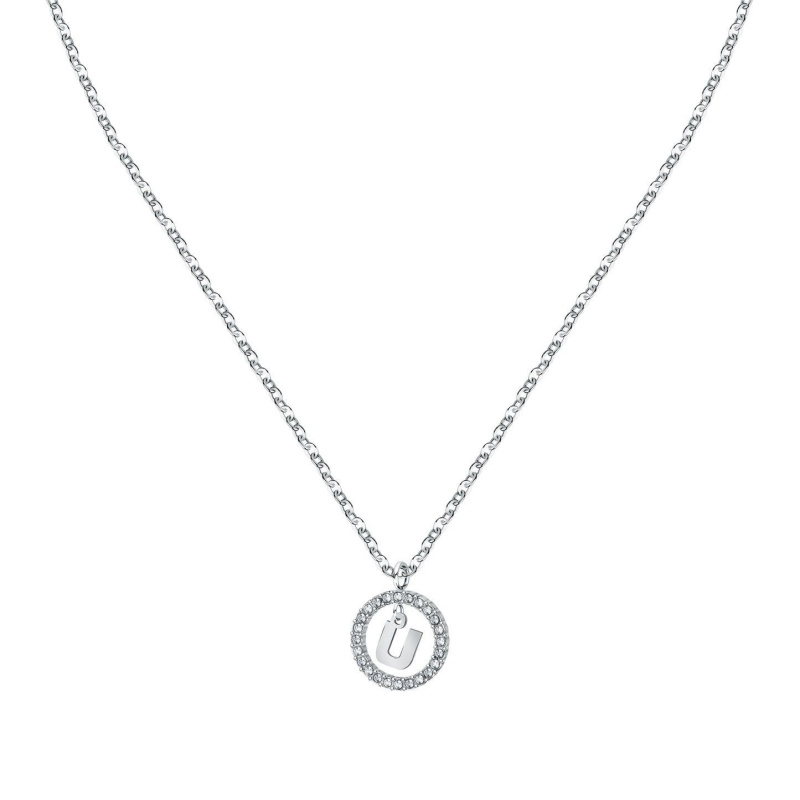 La Petite Story Letter U Steel Necklace With Clear Crystal LPS10ASF25 For Women