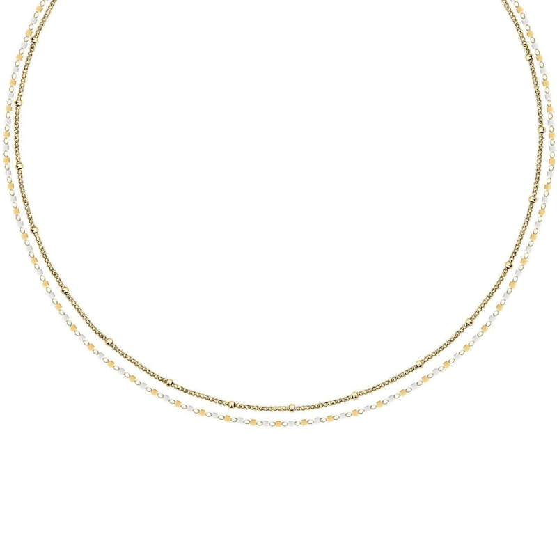 La Petite Story Gold Tone Steel Necklace With White Beads LPS10ARR11 For Women