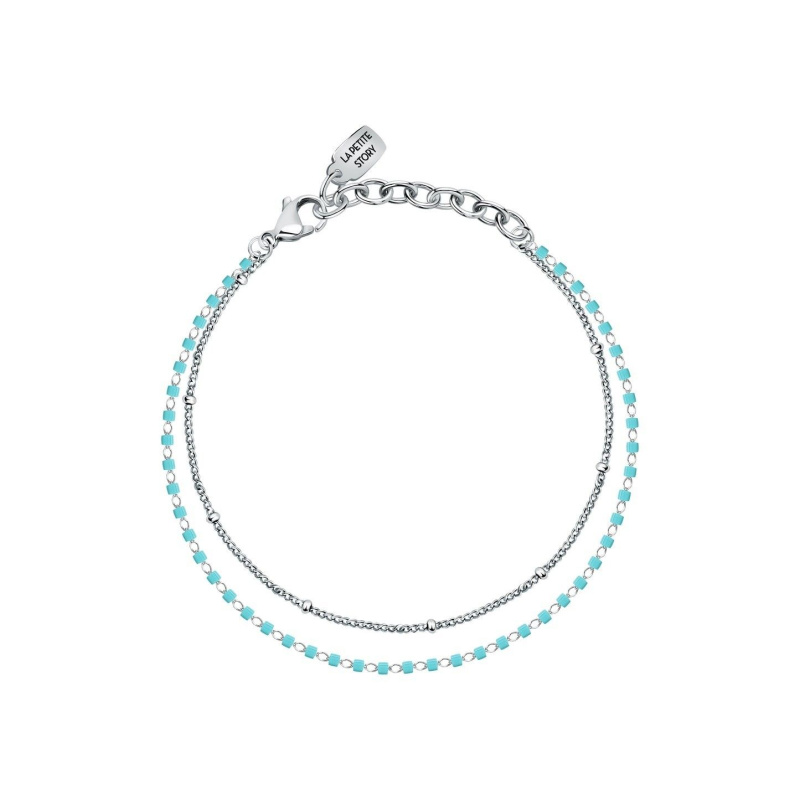 La Petite Story Steel Bracelet With Light Blue Beads LPS05ARR95 For Women