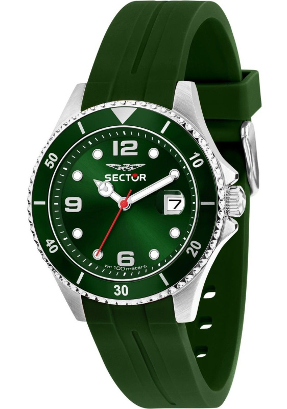 Sector 230 Silicone Strap Green Dial Quartz R3251161055 100M Men's Watch