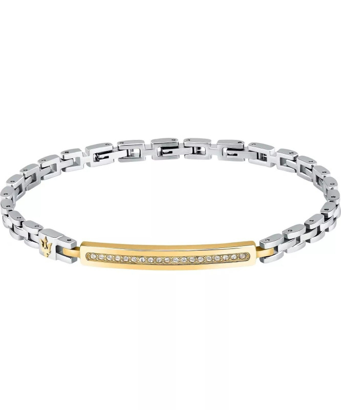 Maserati Iconic Two Tone Steel Bracelet With Crystals JM224AVD42 For Men
