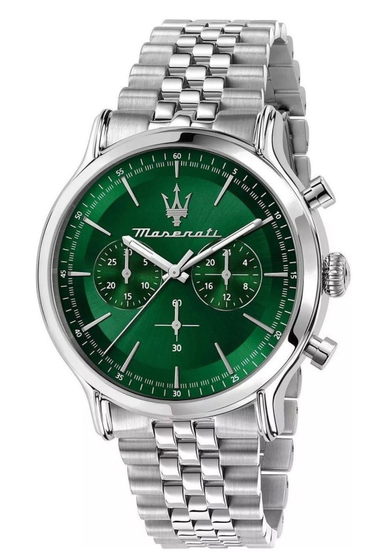 Maserati Epoca Chronograph Stainless Steel Green Sunray Dial Quartz R8873618033 100M Men's Watch