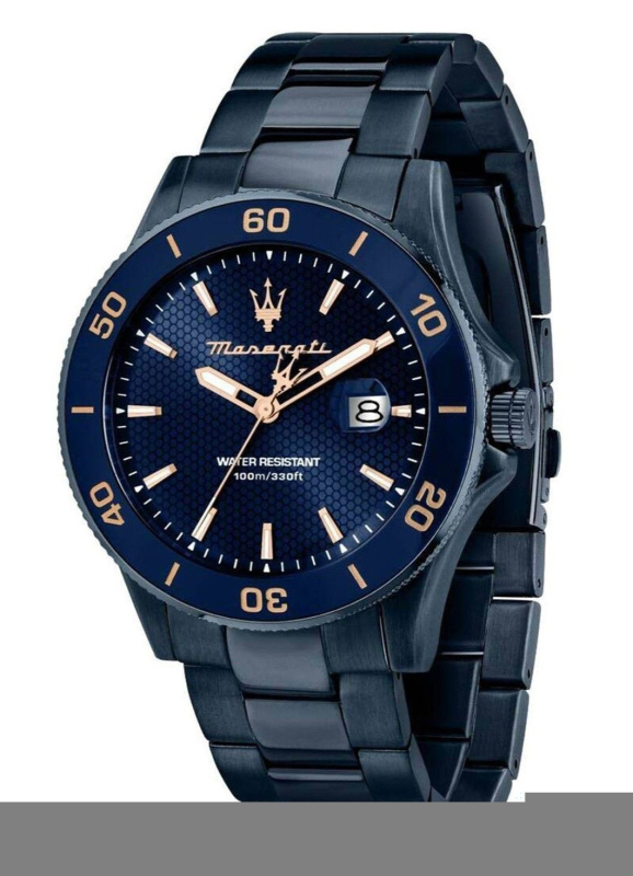 Maserati Competizione Stainless Steel Blue Sunray Dial Quartz R8853100037 100M Men's Watch