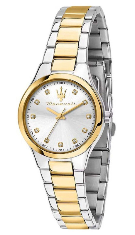 Maserati Attrazione Two Tone Stainless Steel Silver Sunray Dial Quartz R8853151505 Women's Watch