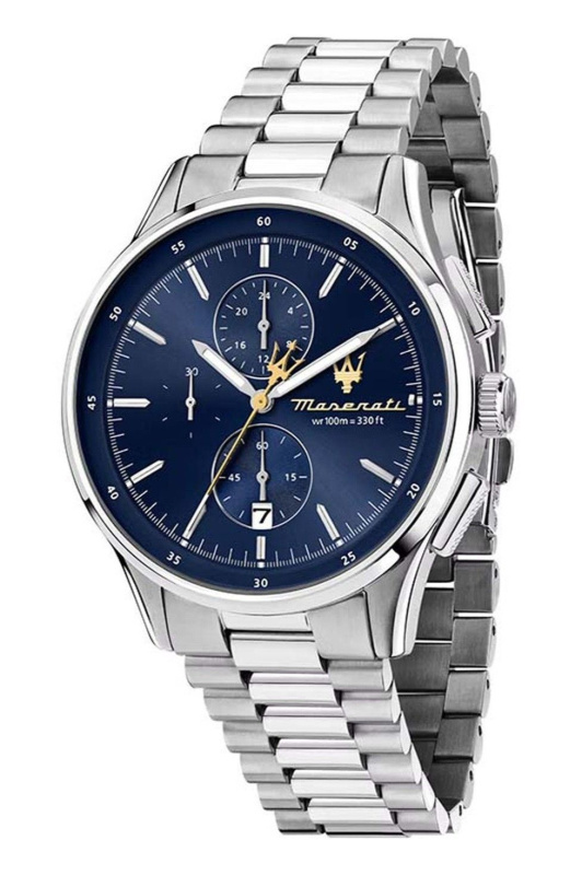 Maserati Sorpasso Chronograph Stainless Steel Blue Sunray Dial Quartz R8873624004 100M Men's Watch